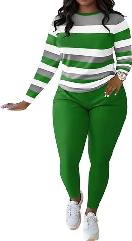 بدلة رياضية نسائية مكونة من قطعتين وأكمام طويلة وألوان متباينة خفيفة الوزن للتمرين بدلة رياضية باللون الأخضر in Kuwait