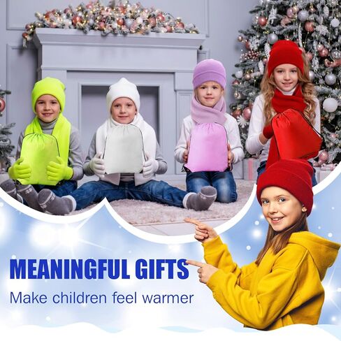 180 Pcs/36 Set Kids Winter Hats Gloves Scarf Socks with Bags Unisex Knit Beanie and Gloves Bulk Homeless Winter Gift Multicolor in Saudi Arabia