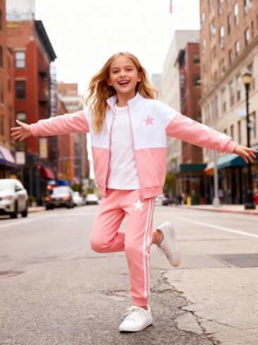 Girls Clothes 2 Piece Zip Up Sweatshirt & Pants Sweatsuit Set Fall Winter Outfits for Teen Tween Girls 6-12 Years in Saudi Arabia
