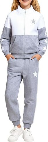 Girls Clothes 2 Piece Zip Up Sweatshirt & Pants Sweatsuit Set Fall Winter Outfits for Teen Tween Girls 6-12 Years in Saudi Arabia