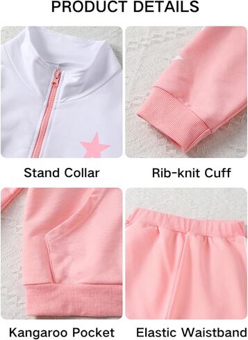 Girls Clothes 2 Piece Zip Up Sweatshirt & Pants Sweatsuit Set Fall Winter Outfits for Teen Tween Girls 6-12 Years in Saudi Arabia