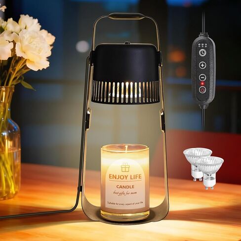 Candle Warmer Lamp with Timer Dimmable: Electric Wax Melter Light for Yankee Candles - Birthday Christmas Gifts for Women Mom, House Warming Gifts New Home Decor Black Metal in Saudi Arabia