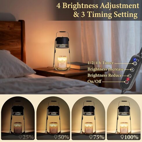 Candle Warmer Lamp with Timer Dimmable: Electric Wax Melter Light for Yankee Candles - Birthday Christmas Gifts for Women Mom, House Warming Gifts New Home Decor Black Metal in Saudi Arabia