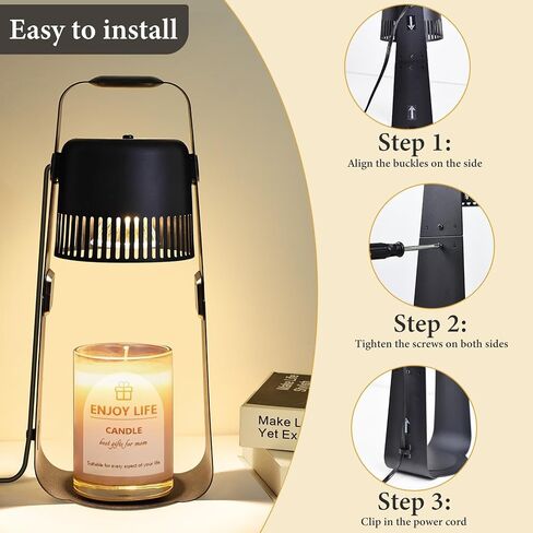 Candle Warmer Lamp with Timer Dimmable: Electric Wax Melter Light for Yankee Candles - Birthday Christmas Gifts for Women Mom, House Warming Gifts New Home Decor Black Metal in Saudi Arabia