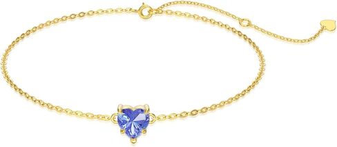 14k Gold Love Heart Gemstone Bracelet for Women,7MM Heart-cut Created Birthstone Anniversary Birthday Mother's Day Bracelets Jewelry for Mom Her 6.5''+2'' in Kuwait