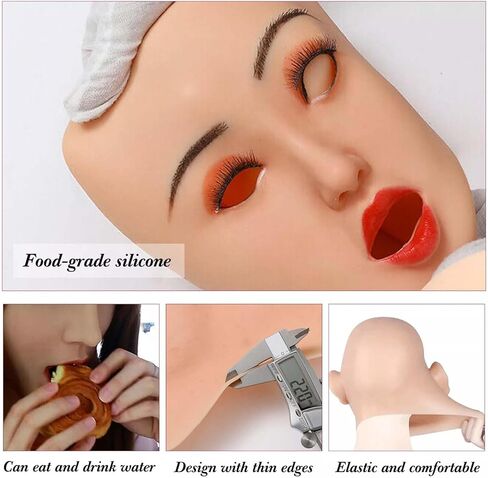 Silicone Female Mask Realistic Full Head Face Mask Halloween for Crossdresser Cosplay in Saudi Arabia