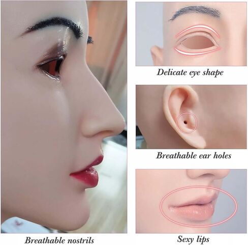 Silicone Female Mask Realistic Full Head Face Mask Halloween for Crossdresser Cosplay in Saudi Arabia