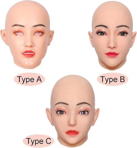 Silicone Female Mask Realistic Full Head Face Mask Halloween for Crossdresser Cosplay in Saudi Arabia