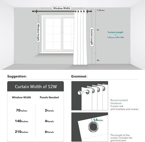 Deconovo Blackout Curtains, Grey Curtain, Thermal Insulated Soundproof Curtain Drapes, Wave Dot Foil Print, 52 x 84 Inch, 2 Panels, Machine‑Washable Privacy Window Drape for Bedroom Living Room Office in Saudi Arabia