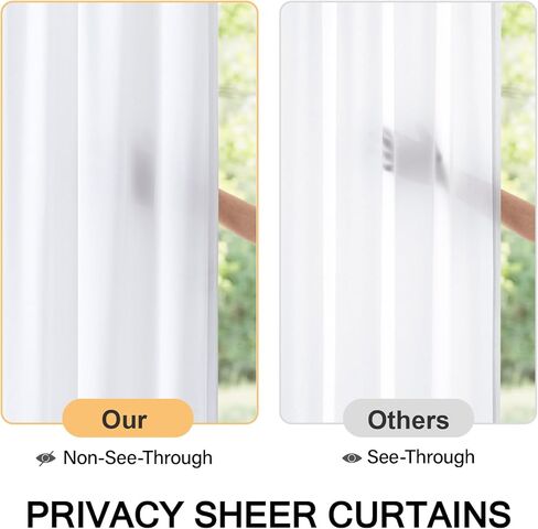 MIULEE Non-See-Through French Door Curtains for Door Window, Privacy Light Filtering Sheer Curtains for Decoration, Window Drapes with Rod Pocket and Tie Back, White, 26 x 72 inches, 2 Panels in Saudi Arabia