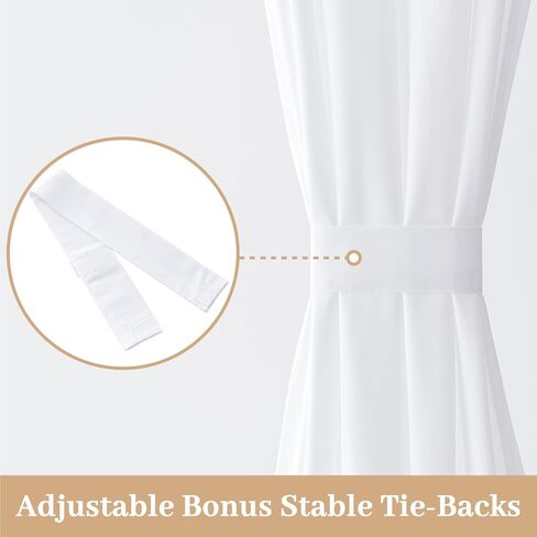 MIULEE Non-See-Through French Door Curtains for Door Window, Privacy Light Filtering Sheer Curtains for Decoration, Window Drapes with Rod Pocket and Tie Back, White, 26 x 72 inches, 2 Panels in Saudi Arabia