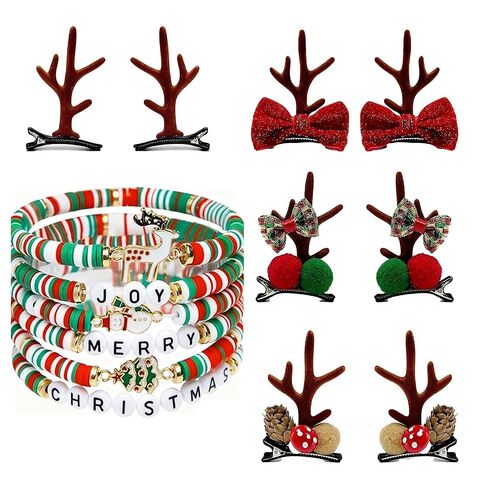 8PCS Christmas Hair Clips Cute Decorative Christmas Hair Accessories Antlers Headdress Hairpin Hair Bows for Girls Women Kids Gifts in Saudi Arabia