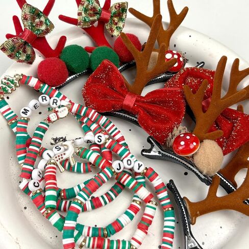 8PCS Christmas Hair Clips Cute Decorative Christmas Hair Accessories Antlers Headdress Hairpin Hair Bows for Girls Women Kids Gifts in Saudi Arabia