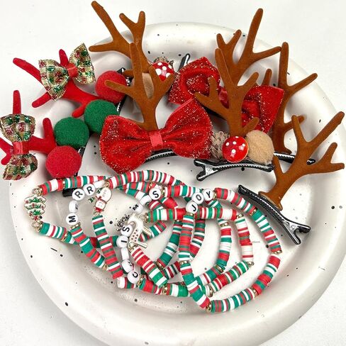 8PCS Christmas Hair Clips Cute Decorative Christmas Hair Accessories Antlers Headdress Hairpin Hair Bows for Girls Women Kids Gifts in Saudi Arabia