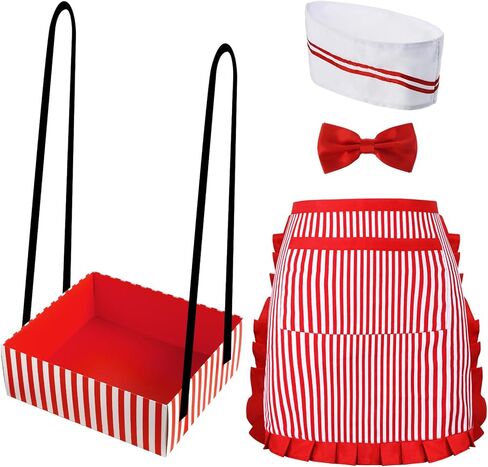 SATINIOR 4 Pcs 1950s Adult Waitress Costume Women Circus Popcorn Hot Dog Soda Jerk Movie Night Costume Carnival Party Cosplay in Saudi Arabia