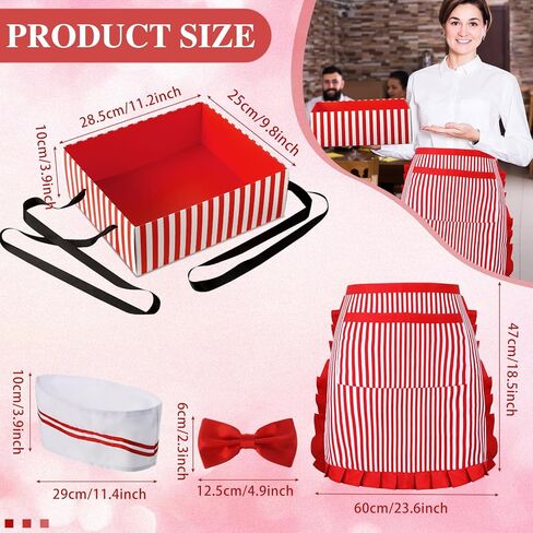 SATINIOR 4 Pcs 1950s Adult Waitress Costume Women Circus Popcorn Hot Dog Soda Jerk Movie Night Costume Carnival Party Cosplay in Saudi Arabia