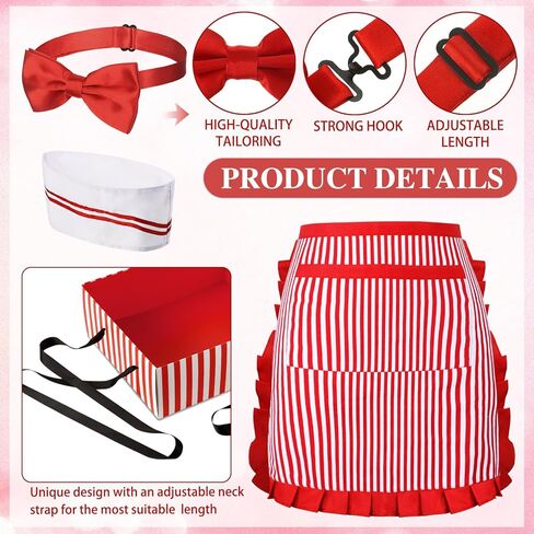 SATINIOR 4 Pcs 1950s Adult Waitress Costume Women Circus Popcorn Hot Dog Soda Jerk Movie Night Costume Carnival Party Cosplay in Saudi Arabia