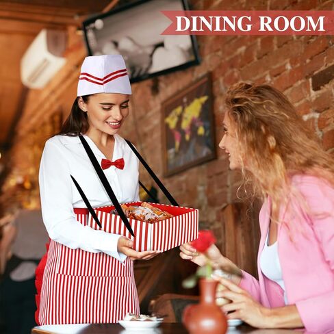 SATINIOR 4 Pcs 1950s Adult Waitress Costume Women Circus Popcorn Hot Dog Soda Jerk Movie Night Costume Carnival Party Cosplay in Saudi Arabia