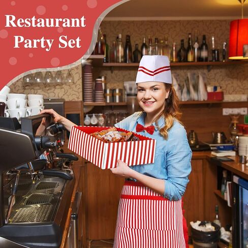 SATINIOR 4 Pcs 1950s Adult Waitress Costume Women Circus Popcorn Hot Dog Soda Jerk Movie Night Costume Carnival Party Cosplay in Saudi Arabia
