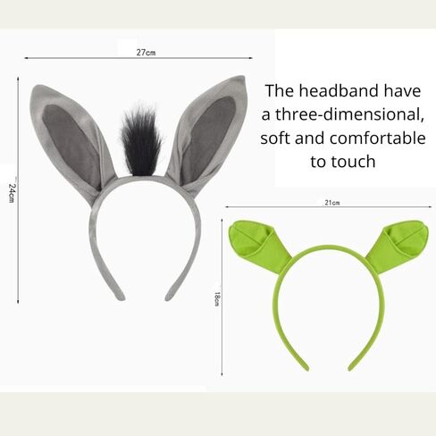 Kirei Sui 2-Piece Green Headband Donkey Costume Set with Ears Headband Halloween Costumes Accessories Cosplay for Adults in Saudi Arabia
