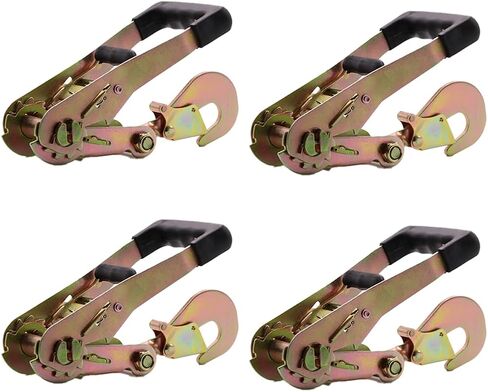 Boxer 4 Pack Heavy Duty Rubber Handle 2" Ratchet Buckle with Snap Hook, Double Locking, Breaking Strength 10,000lbs Towing Tie Down in Saudi Arabia