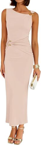 ZESICA Women's 2026 Summer Maxi Dress Sleeveless Ruched Elegant Wedding Guest Cocktail Formal Bodycon Long Dresses in Saudi Arabia