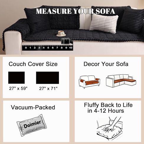 غطاء أريكة الحيوانات الأليفة للكلاب، قابل للغسل وغير قابل للانزلاق وصديق للحيوانات الأليفة، سجادة للكلاب لحماية الأريكة الغامضة للأرائك والأرائك المقسمة، 3 أغطية للأريكة سميكة وناعمة (أسود، 27 بوصة × 59 بوصة) in Kuwait