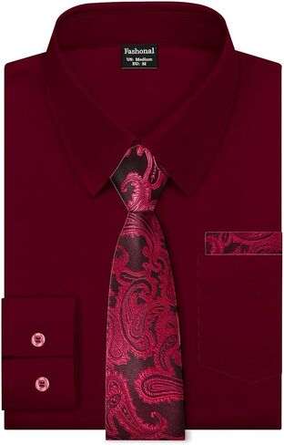 Men's Dress Shirt with Matching Tie and Handkerchief Set, S-4XL in Saudi Arabia