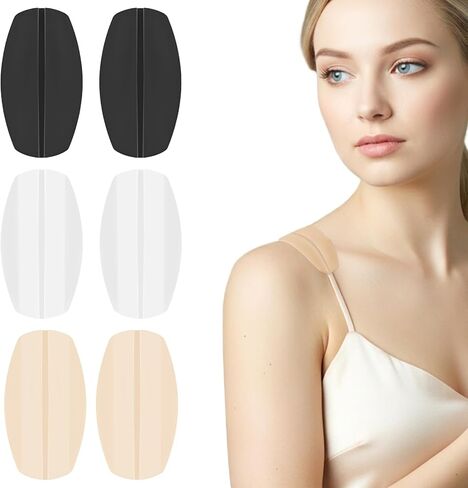 6 Piece Bra Strap Cushions Silicone Shoulder Pads Non Slip Bra Strap Holders for Slipping Pressure Relief Comfort Shoulder Protectors (3 Colors) in Saudi Arabia