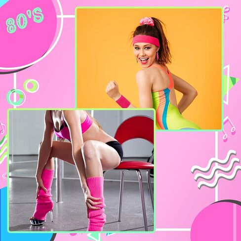 80s 90s أزياء إكسسوارات للنساء 1980s النيون عقال أقراط تدفئة الساق مجموعة ملابس الحفلات in Kuwait