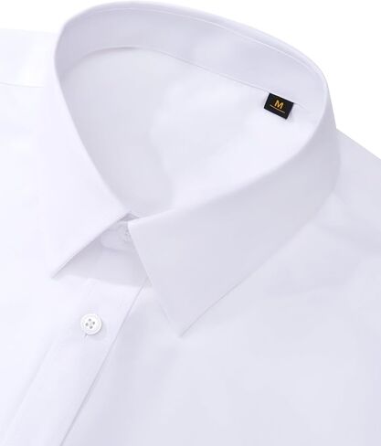 Mens Dress Shirts Long Sleeve Cotton Wrinkle Free Stretch Solid Casual Formal Wedding Business Button Down Shirt in Saudi Arabia