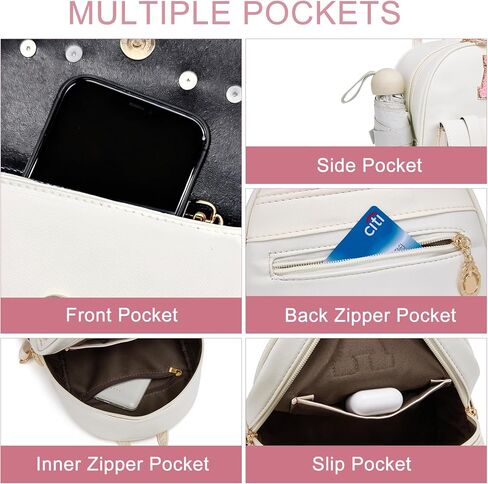 seyfocnia Initial Cute Mini Backpack, Small Backpack Purse for Women Personalized Letter Style Small Leather Backpack Pompom Back Pack Shoulder Bag for Gifts, Travel - White (Letter A) in Kuwait