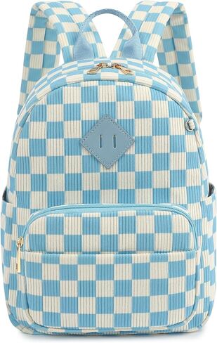Corduroy Mini Backpack Purse, Lightweight Stylish Cute Small Bag for Women Girls, Adjustable Strap College School Bag Travel Daily Daypacks (Checkered Brown) in Saudi Arabia