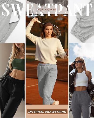 3 Pack Women's Joggers Sweatpants with Pockets, Elastic High Waisted Drawstring Baggy Lounge Trousers Yoga Workout in Saudi Arabia