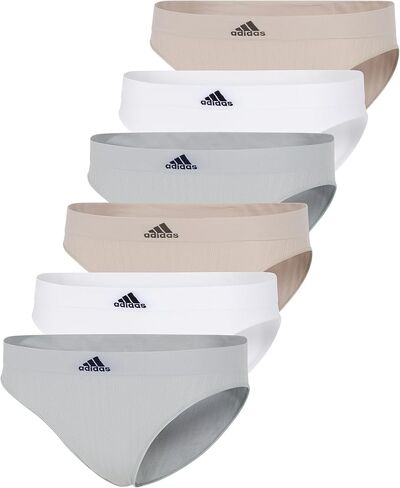 adidas Women's Seamless Bikini Underwear Multipack, Wonder Silver Ribbed/White/Wonder Beige Ribbed, Large in Saudi Arabia