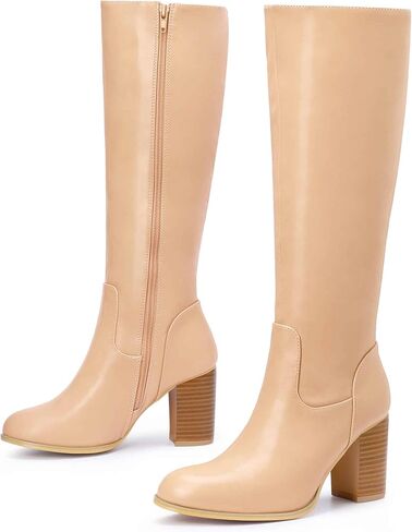 Perphy Thigh High Chunky Block Heels Knee High Boots for Women in Saudi Arabia