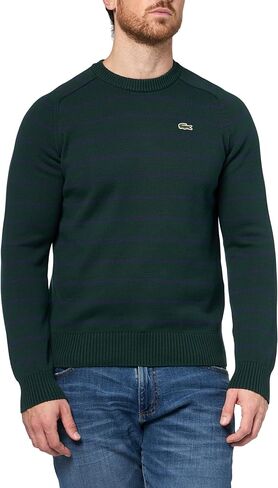 Lacoste Men's Striped 3D Knit Cotton Crew Neck Sweater in Saudi Arabia