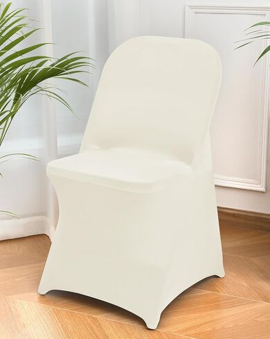 10 Packs White Spandex Stretch Folding Chair Covers for Wedding Party,Universal Fitted Washable Dining Seat Slipcovers Protector Decoration for Holiday Banquet Birthday Celebration Event in Saudi Arabia