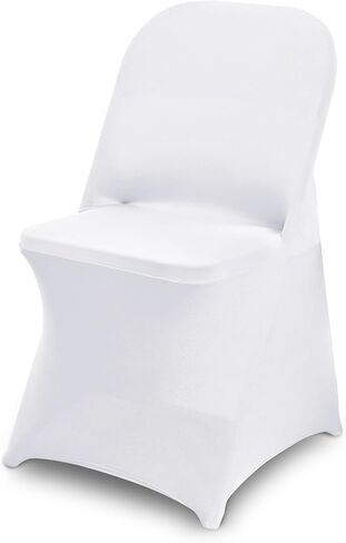 10 Packs White Spandex Stretch Folding Chair Covers for Wedding Party,Universal Fitted Washable Dining Seat Slipcovers Protector Decoration for Holiday Banquet Birthday Celebration Event in Saudi Arabia