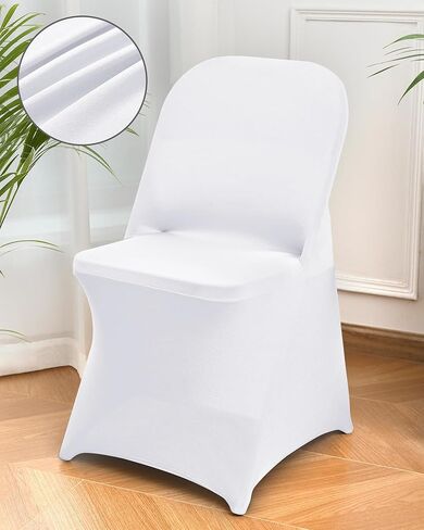 10 Packs White Spandex Stretch Folding Chair Covers for Wedding Party,Universal Fitted Washable Dining Seat Slipcovers Protector Decoration for Holiday Banquet Birthday Celebration Event in Saudi Arabia