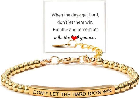 Dont Let The Hard Days Win Bracelet For Women, Adjustable Beaded Inspire Stainless Steel Tube Engraved Band Motivational Jewelry Gifts Best Friend Bestie in Saudi Arabia