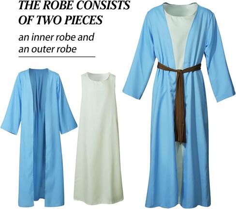 Adult Joseph Costume Shepherd Costumes Bible Robe Nativity Christian Halloween in Saudi Arabia