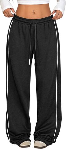 ZAFUL المرأة فضفاضة تناسب السراويل الرياضية خفيفة الوزن مستقيم Sweatpants Y2K الأنابيب المتباينة واسعة الساق بنطلون مع جيوب in Saudi Arabia