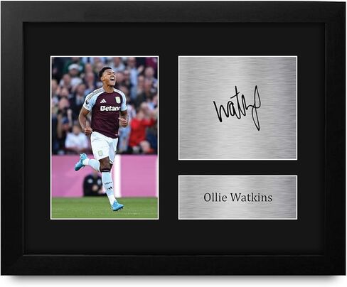 هدايا مؤطرة من HWC Trading Ollie Watkins Aston Villa مطبوعة بتوقيع توقيع للمعجبين والمؤيدين - مقاس حرف أمريكي in Saudi Arabia