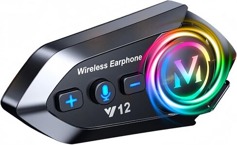 Motorcycle Helmet Bluetooth Headset Speakers with HiFi Sound,Noise Cancellation,1000mAh Battery,25 Hours Use,Boom Mircrophone,Easy to Install Use with Golves,IPX6 Waterproof,Voice Assistant in Saudi Arabia