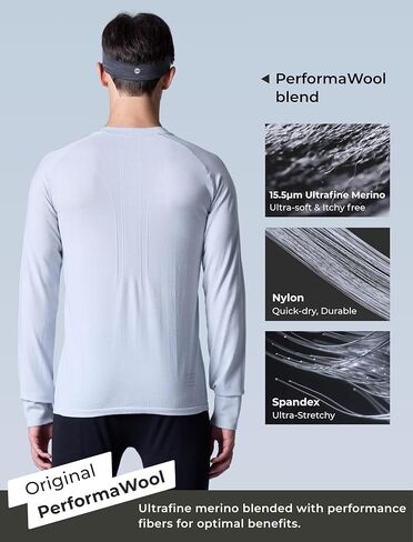 COZYZERO Men’s Merino Wool Long Sleeve Baselayer Shirt – Ultrafine Soft, Thermal & Breathable for Skiing & Snow Sports in Saudi Arabia