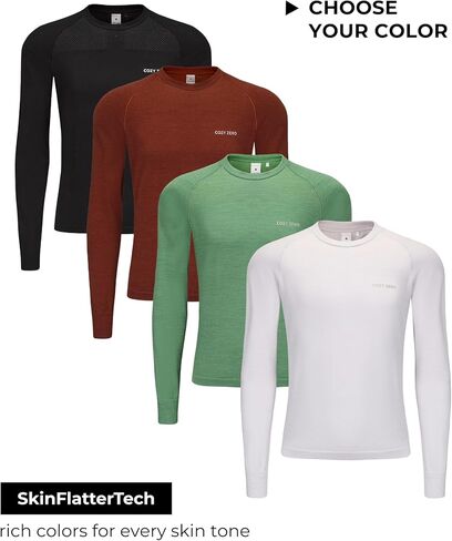 COZYZERO Men’s Merino Wool Long Sleeve Baselayer Shirt – Ultrafine Soft, Thermal & Breathable for Skiing & Snow Sports in Saudi Arabia