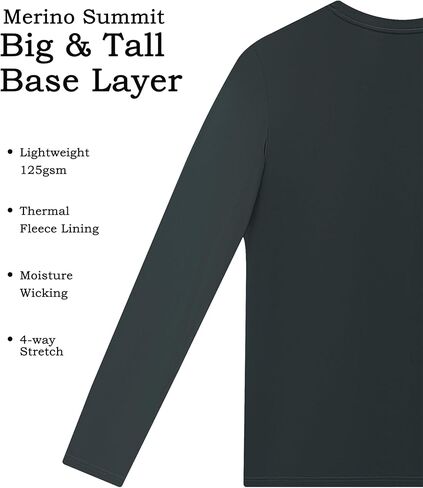 Big & Tall Men's Thermal Base Layer - Fleece Lined Quick-Dry Stretch Underwear Top (Size:2XL-6XL Chest 50-65") in Saudi Arabia