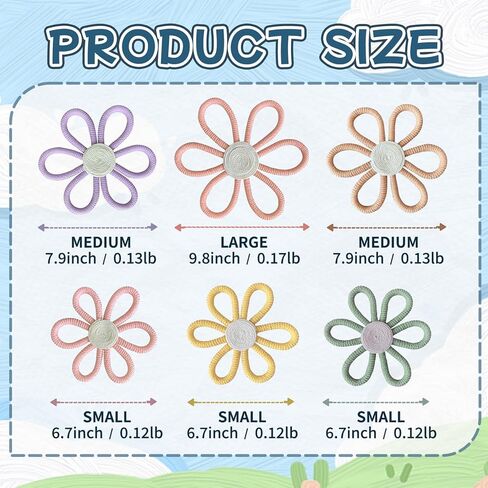 JAVEOLA 6 قطع 3 أحجام مجموعة ديكور حائط بوهيمي، تعليق على الحائط على شكل زهرة منسوجة، معلقات على شكل ديزي لطيفة لغرفة النوم للفتيات والأطفال وغرف حضانة الأطفال، تعليق منزلي حديث، أقواس حائط بوهو. in Kuwait