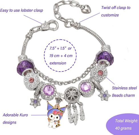 Kawaii Anime Bracelets and Necklace Set with Jewelry Box Adjustable Stainless Steel Bracelets Necklace Accessories Cute Stuff Bangle Gifts for Women in Saudi Arabia